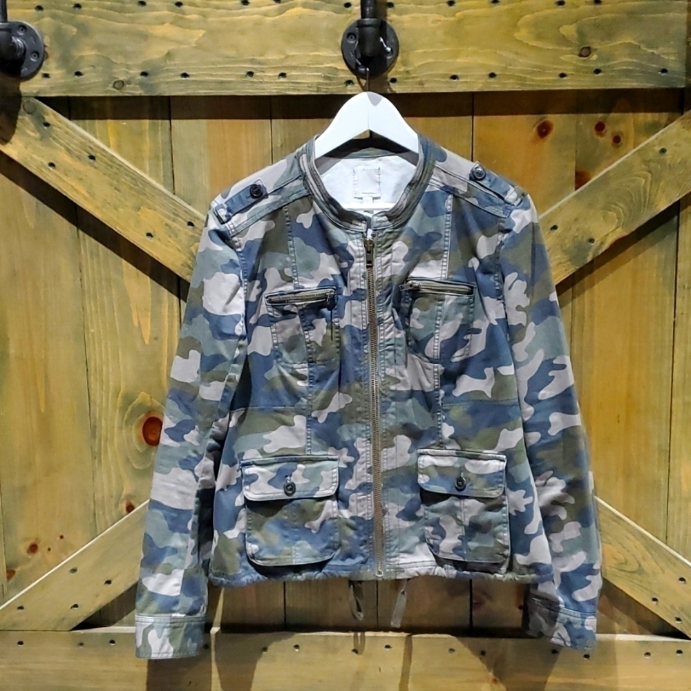 HALOGEN CAMOUFLAGE UTILITY CARGO JACKET